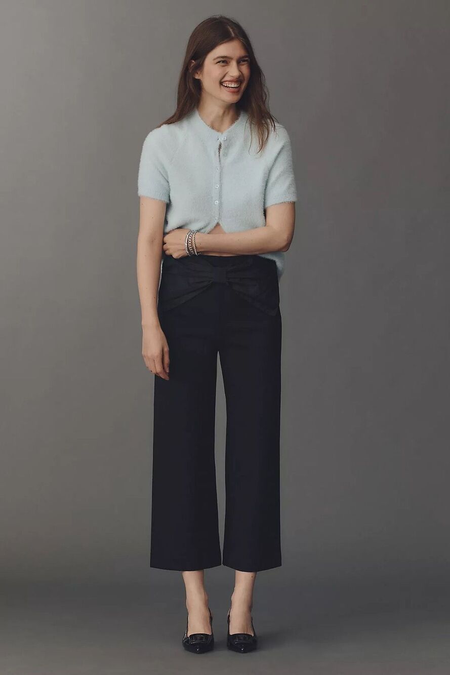 New Anthropologie Maeve The Colette Crop Bow-Waist Pants Size 27